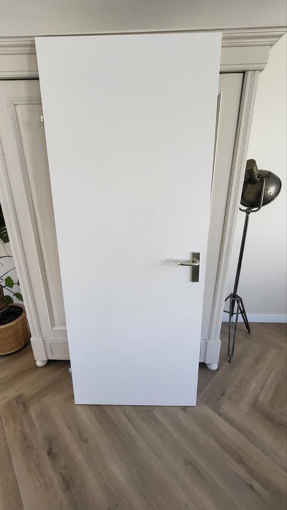 Witte opdek binnendeur 211.5 x 85cm links, Ophalen, Gebruikt, Binnendeur, 200 tot 215 cm