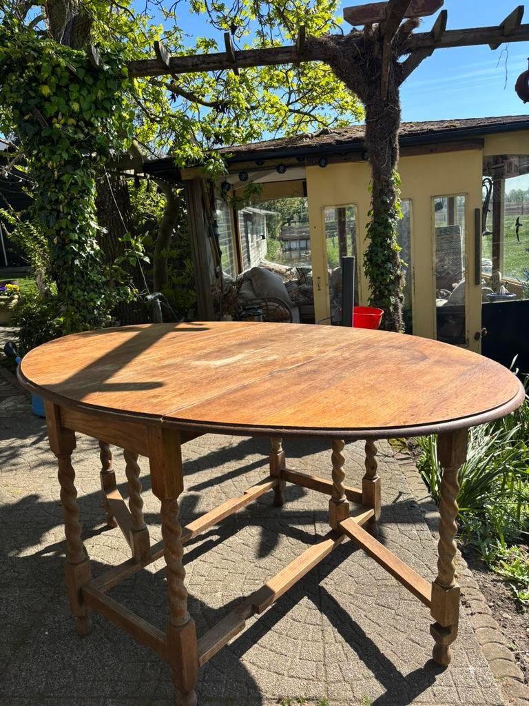 MOET WEG Tafel ovaal in en uitklapbaar aan beide kanten, Ophalen, Zo goed als nieuw, Ovaal, Hout