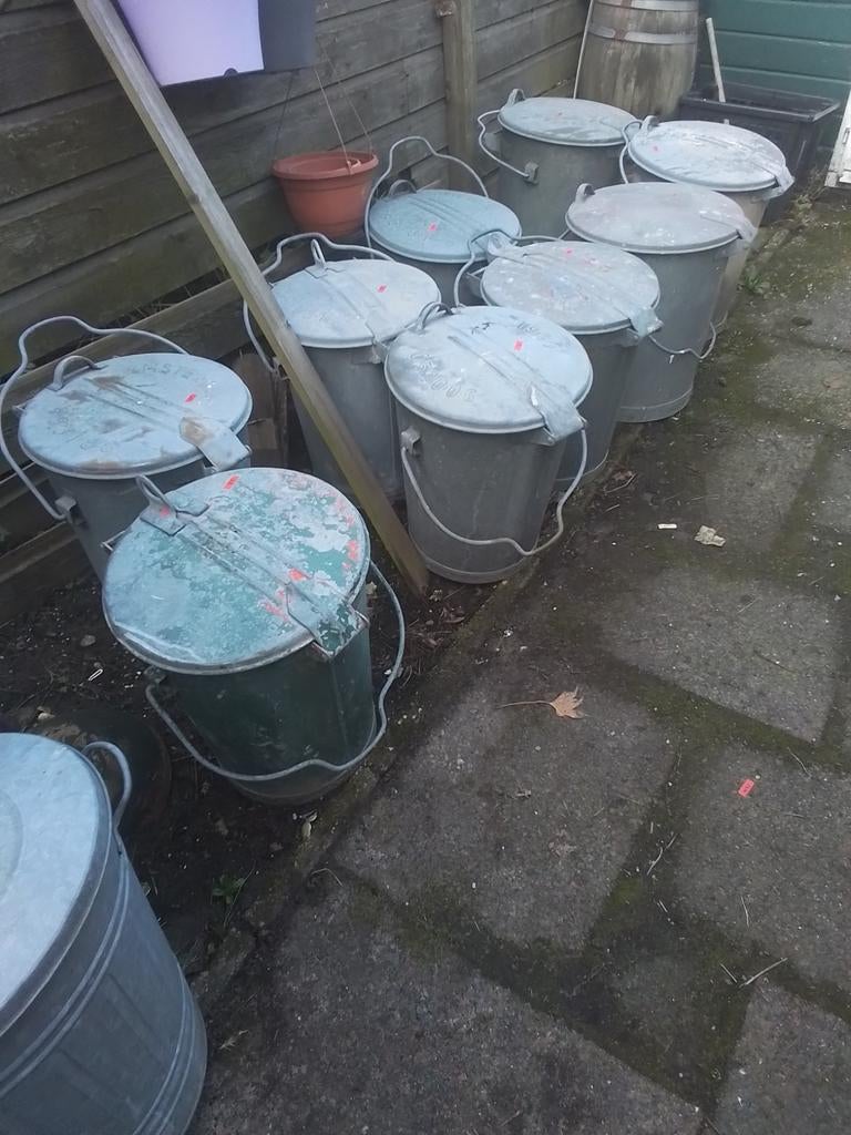 Zinken vuilnisbakken 40 liter, 40 liter of meer, Ophalen of Verzenden, Minder dan 50 cm