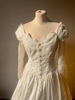 Vintage trouwjurk | ivoor | 100% zijde | kant lijfje | Mt 36, Ophalen of Verzenden, Zo goed als nieuw, Wit, Trouwjurk