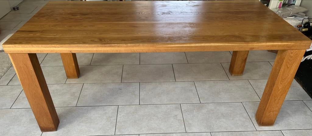 Massief eiken eettafel - Robuust en stijlvol, Huis en Inrichting, Tafels | Eettafels, Ophalen, Eikenhout, 50 tot 100 cm, Zo goed als nieuw