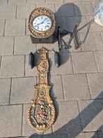 Antieke Franse Comtoise Klok met Bloemmotief, Ophalen of Verzenden