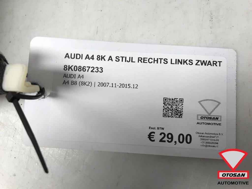 Audi A4 8K Hemeldeel A Stijl Rechts Links Zwart 8K0867233, Auto-onderdelen, Interieur en Bekleding, Gebruikt, AUDI AG, Auto-Union-Strasse 1
85045  Ingolstadt, DE