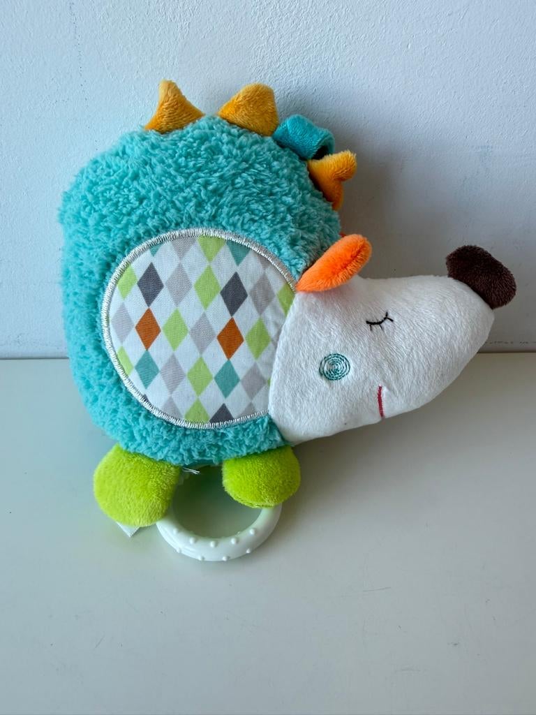 Knuffel muziek, muziekspeelgoed egel blauw / Topomini, Overige typen, Blauw, Ophalen of Verzenden, Klein (minder dan 20 cm)