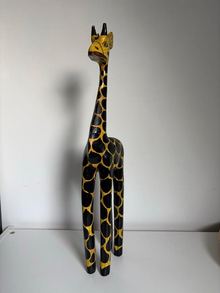 Houten Giraffe Beeld, Huis en Inrichting, Woonaccessoires | Overige, Gebruikt, Ophalen