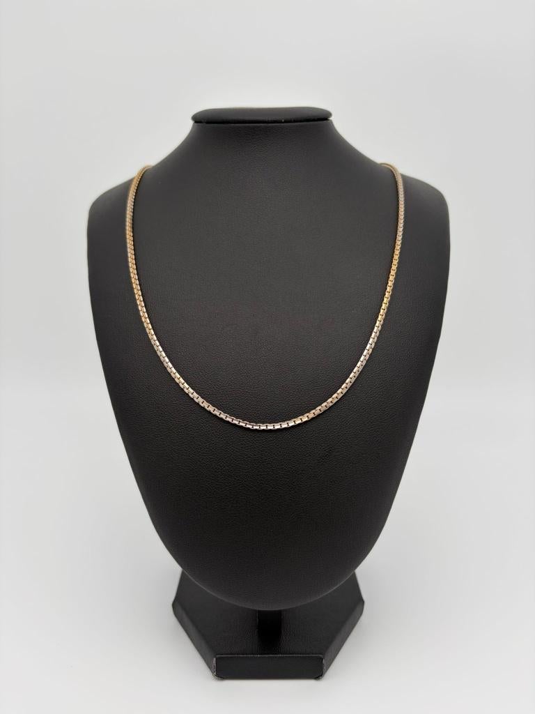 14K Goud bicolor geel/witgouden box link ketting, Verzenden, Zo goed als nieuw, Goud, Goud