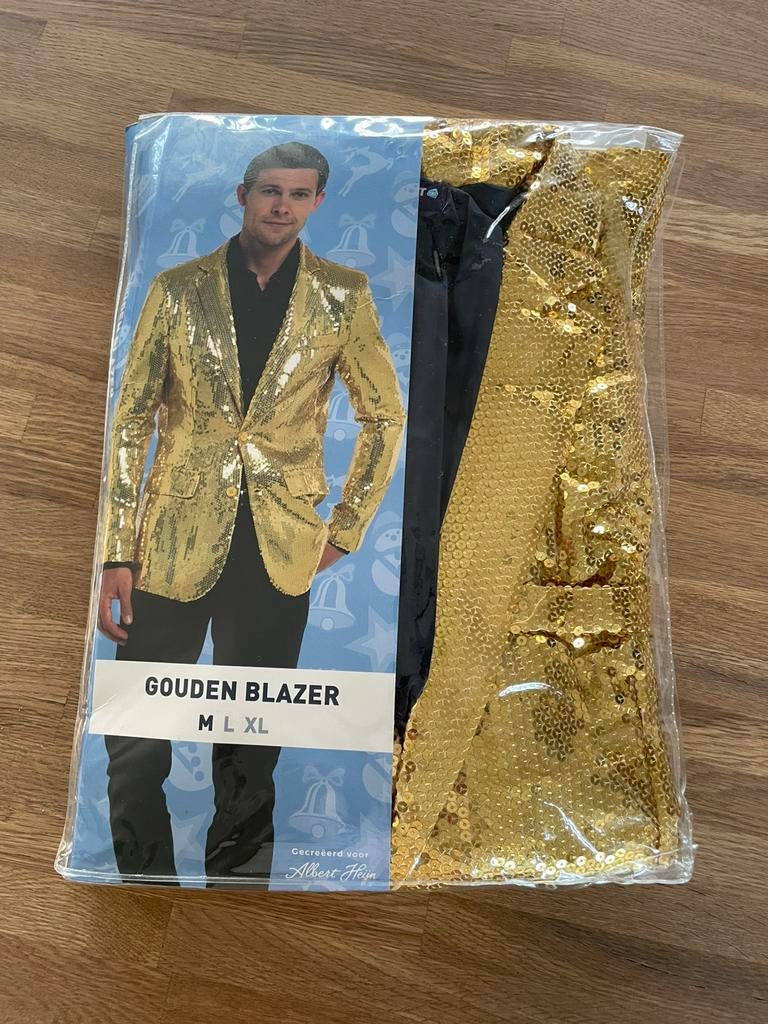 Gouden pailletten blazer / colbert / jasje heren, maat M, Maat 48/50 (M), Nieuw, Ophalen of Verzenden, Overige thema's