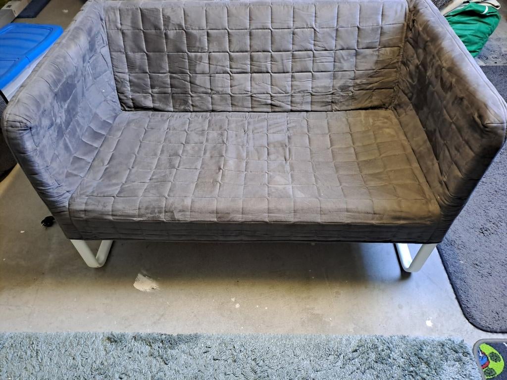 IKEA Knopparp 2-persoons bankje grijs met wasbare hoes, Ophalen, Gebruikt, Tweepersoons, 75 tot 100 cm