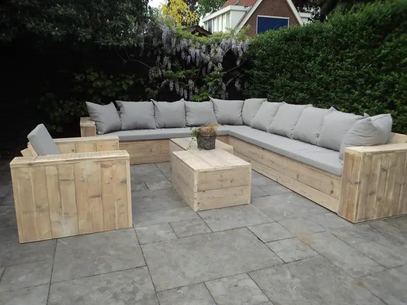 Steigerhout lounge hoekbank bank tuinbank MAATWERK, Verzenden, Nieuw, Hout