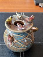Vogelvaasje Daan Kromhout Blauw 7 vogeltjes., Blauw, Aardewerk of Porselein, Ophalen of Verzenden, Zo goed als nieuw