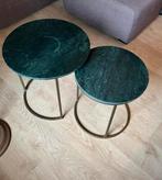 Salontafel set groen marmer met goud, Ophalen, Minder dan 50 cm, Gebruikt, Rond