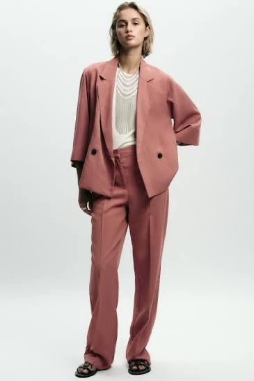 Zara nieuw oud roze pak - jasje M, broek XL, Maat 38/40 (M), Kostuum of Pak, Nieuw, Ophalen of Verzenden