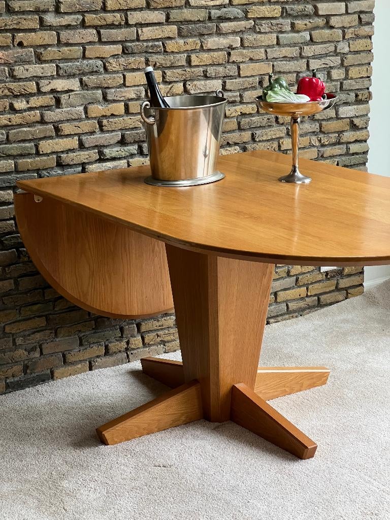 Deense eettafel eiken - Vintage scandinavisch design, Ophalen, Deens, Eikenhout, 50 tot 100 cm