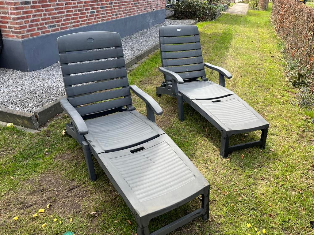 2 Hartman ligstoelen, Tuin en Terras, Ligbedden, Ophalen, Zo goed als nieuw, Kunststof