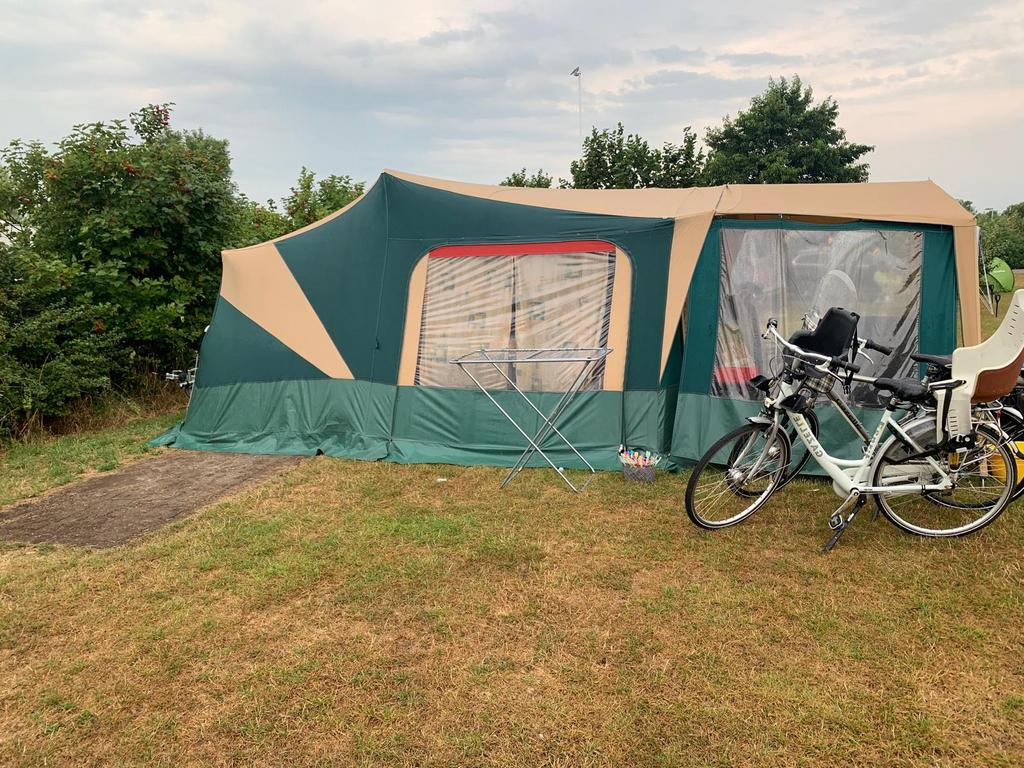 Vouwwagen trigano odyssee 1-2-3 systeem met luifel, Caravans en Kamperen, Ophalen, Tot en met 5, Aanwezig, Trigano