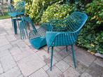 Zes design  tuinstoelen met kussens VidaXL, Tuin en Terras, Ophalen, Gebruikt, Metaal, Stapelbaar