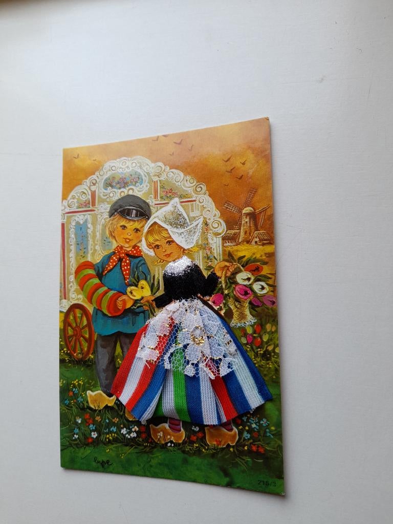 oudhollandse geborduurde kaarten Boer en Boerinnetje, Verzamelen, Ophalen of Verzenden, Ongelopen