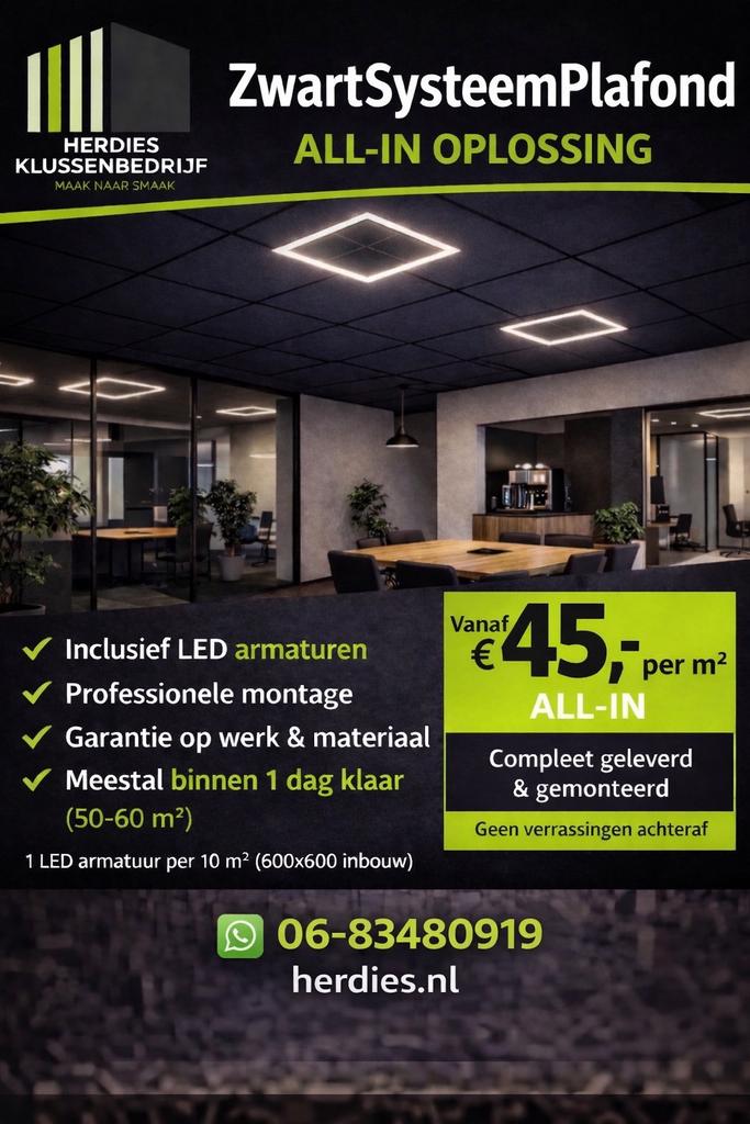 Zwart Systeemplafond All-in Oplossing met LED Verlichting, Doe-het-zelf en Verbouw, Platen en Panelen, Ophalen of Verzenden, Nieuw