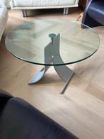 Rolf Benz Salontafel met Glazen Blad en Metalen Onderstel, Huis en Inrichting, Ophalen, Gebruikt, Rond, 50 tot 100 cm