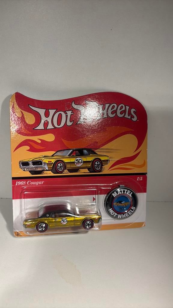 Cougar 1968 mattel 50 th hot wheels 1.64, Auto, Ophalen of Verzenden, A, A