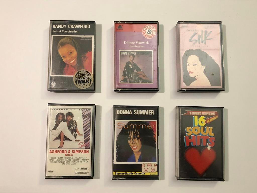 Audio cassettes - 6x - Donna Summer, Diana Ross, e.a., Cd's en Dvd's, Cassettebandjes, Gebruikt, 2 t/m 25 bandjes, Overige genres