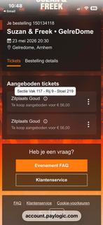 Tickets 2x Susan & Freek 23 mei, Twee personen