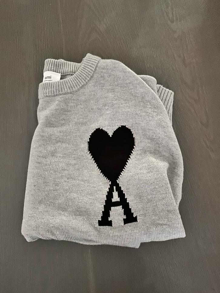 Ami Paris Ami de Coeur Trui - Grijs, Kleding | Heren, Truien en Vesten, Zo goed als nieuw, Maat 48/50 (M), Grijs, Ophalen of Verzenden