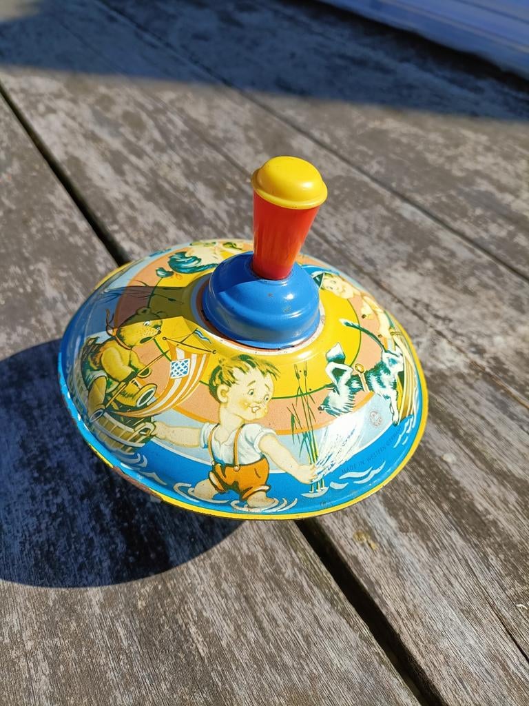 Vintage blikken bromtol uit de jaren 60/70. Retro speelgoed., Antiek en Kunst, Antiek | Speelgoed, Ophalen