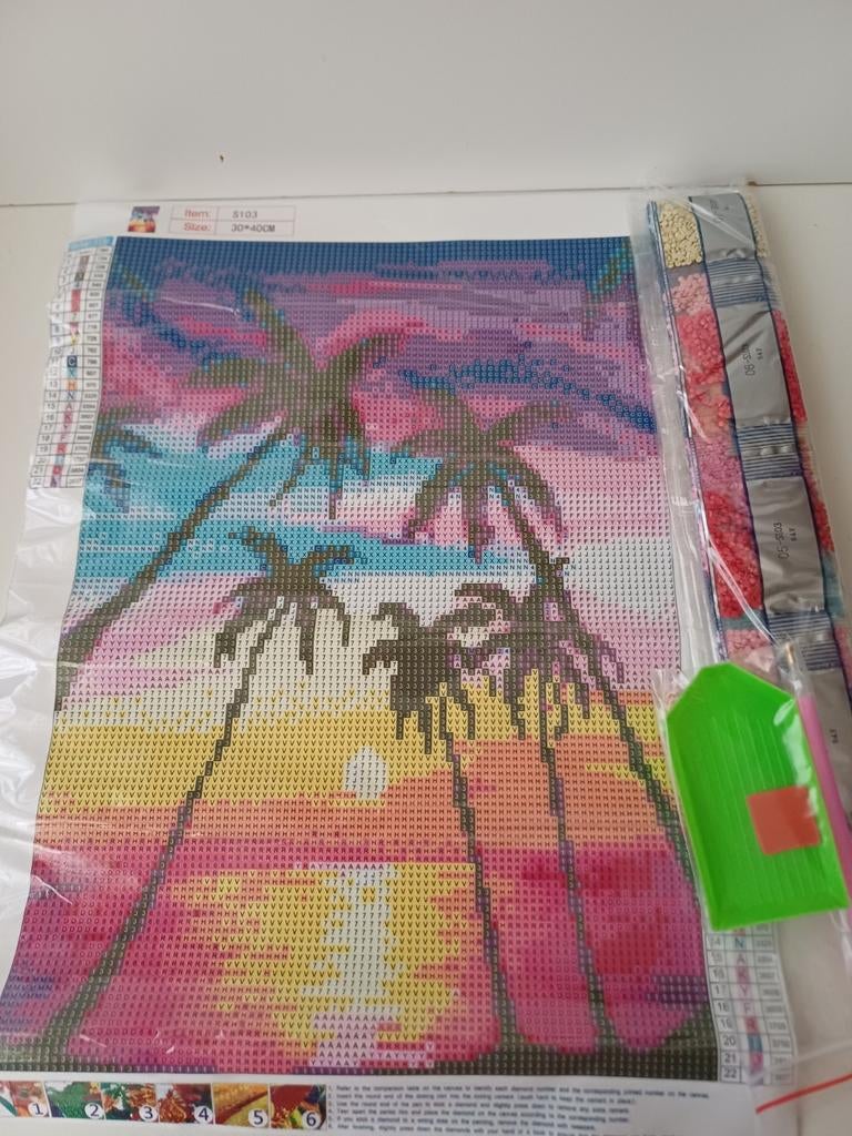 Diamond Painting Palmen 30x40cm ronde steentjes, Ophalen of Verzenden