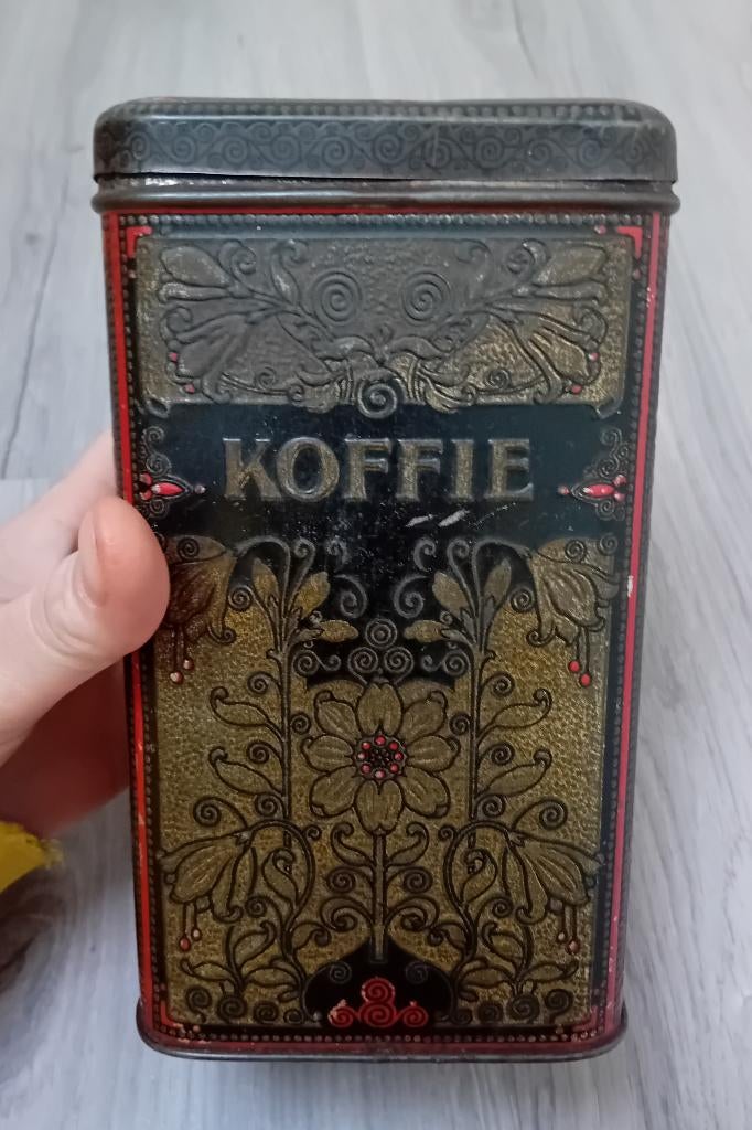 art deco koffie blik 1935, Verzamelen, Blikken, Ophalen of Verzenden, Gebruikt, Koffie