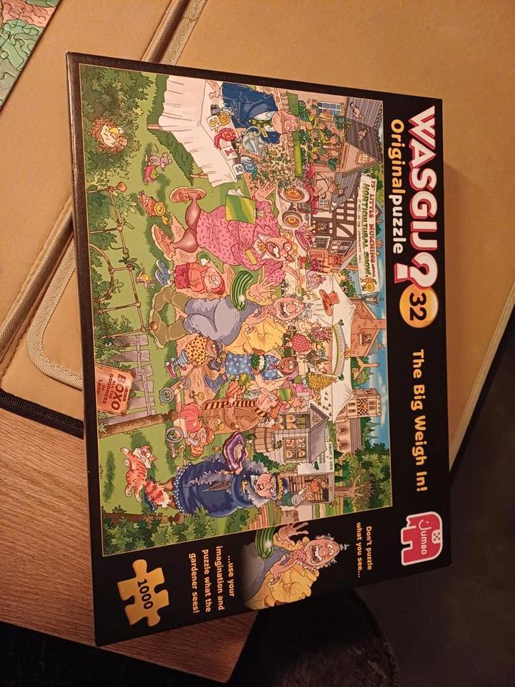 Wasgij Original 32: The Big Weigh In! 1000 stukjes, Hobby en Vrije tijd, Denksport en Puzzels, Zo goed als nieuw, Legpuzzel, 500 t/m 1500 stukjes