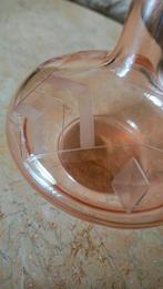 Art Deco stijl handgegraveerde roze glazen karaf, Ophalen of Verzenden
