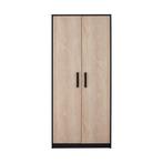 Moderne Kinder Kledingkast - Houtlook met Zwarte Details, Ophalen, Kast, 105 cm of meer, Zo goed als nieuw