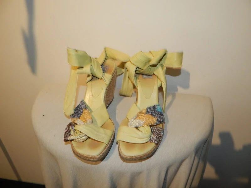 Missoni sandalen zacht leer wikkel banden aztec band 38, Verzenden, Geel, Sandalen of Muiltjes, Missoni