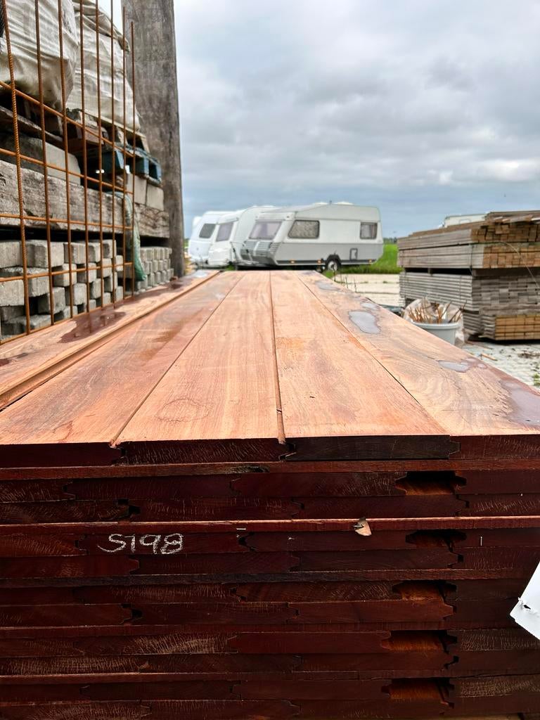 Hardhouten damwand 3 cm beschoeiing, Planken, Nieuw, Ophalen of Verzenden, Hardhout