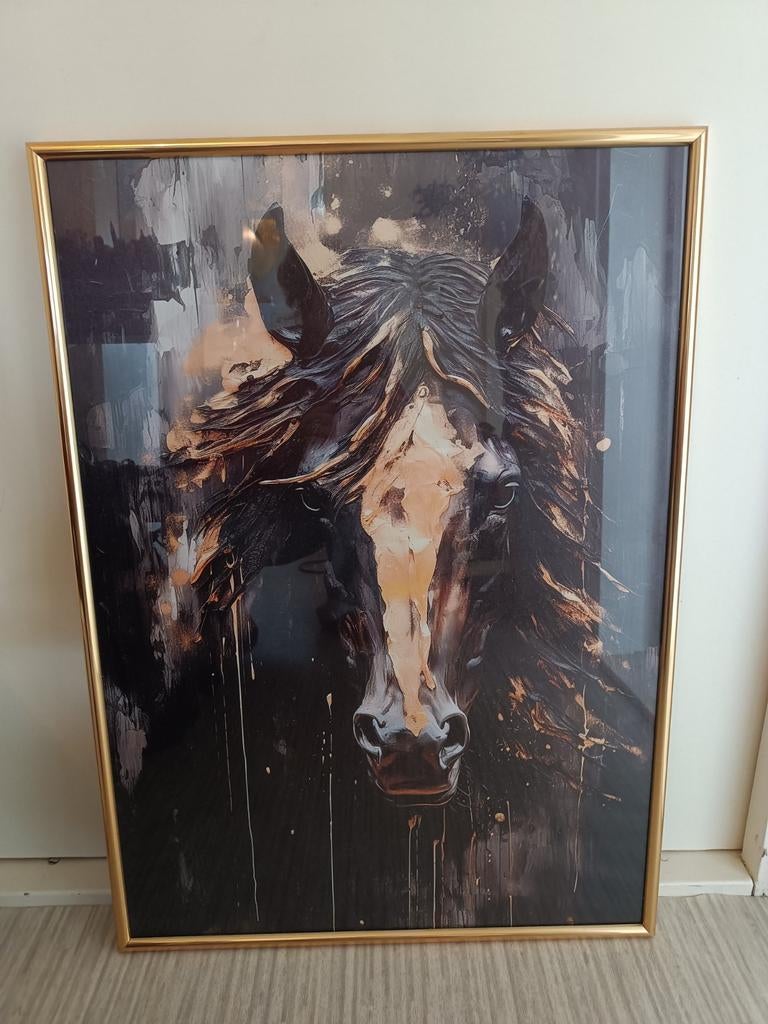 Paarden schilderij/ poster, Ophalen, Zo goed als nieuw, Schilderij, Minder dan 50 cm