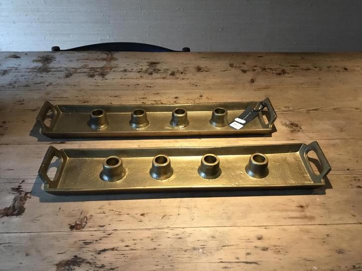 Lifestyle Kaarsenstandaard Plateau - Goudkleurig Metaal, Huis en Inrichting, Woonaccessoires | Kandelaars en Kaarsen, Nieuw, Kandelaar