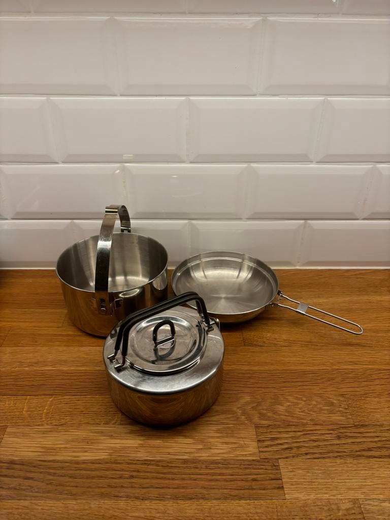 Tatonka kookpot en theepot, Ophalen of Verzenden, Zo goed als nieuw, Rvs, Pot, Bus of Blik