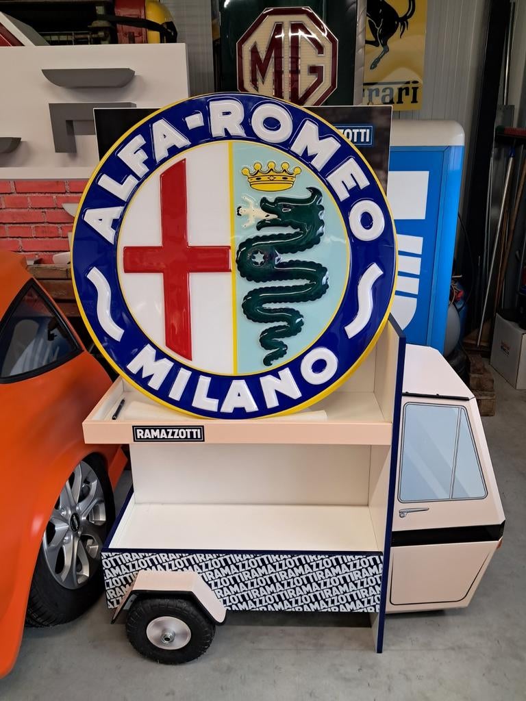 Licht doorlatende Alfa Romeo Milano Logo reclame reliëf 85cm, Ophalen, Eu, Gebruikt, Eu
