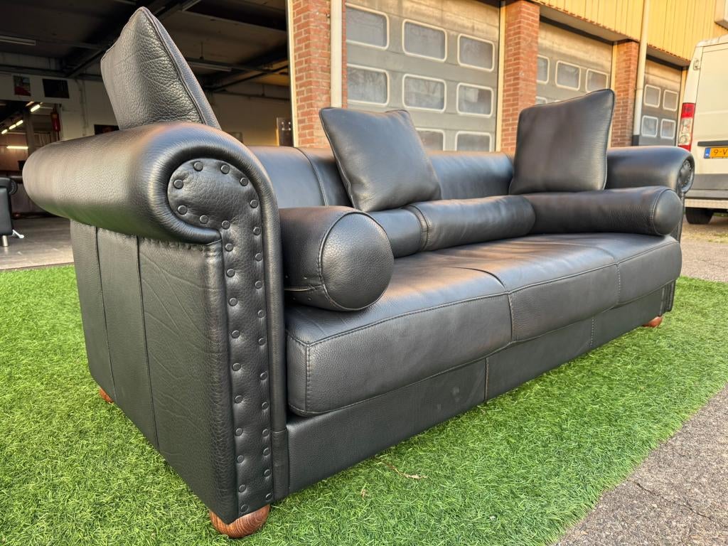 Bank BAXTER Alfred P bankstel 240cm zwart buffel leer sofa, Ophalen, Geen, Pahest@hotmail.nl, Design