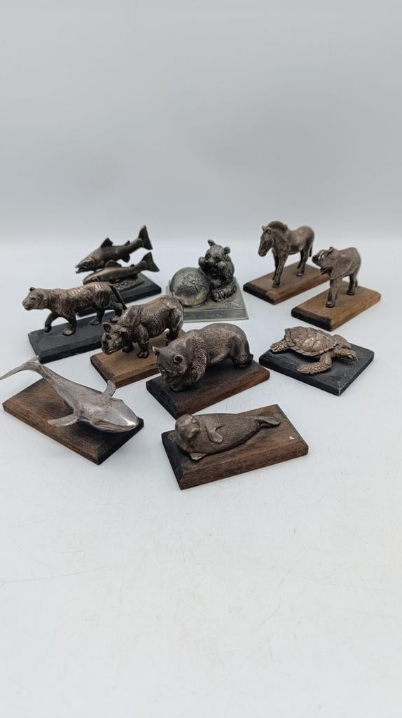 WNF Verzilverde Dieren Collectie Jaren 70/80, Verzamelen, Beelden en Beeldjes, Gebruikt, Dier, Ophalen of Verzenden