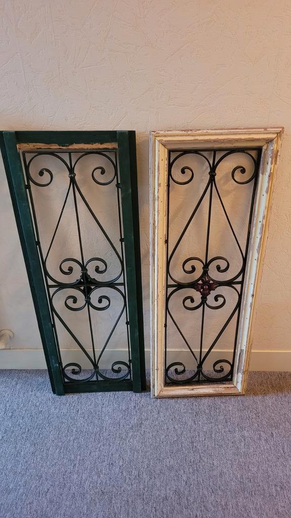 Metalen raamframes met houten omlijsting - Opknappers, Doe-het-zelf en Verbouw, Glas en Ramen, Gebruikt, Gevelraam of Ruit, 120 tot 160 cm