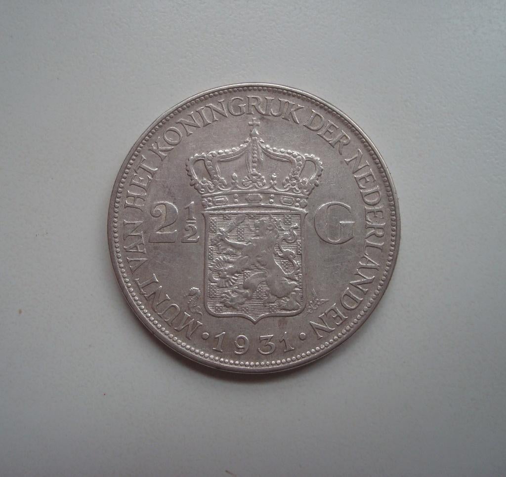 2,5 Gulden 1931 - zilver -, Postzegels en Munten, Munten | Nederland, Ophalen, Koningin Wilhelmina, 2½ gulden, Zilver