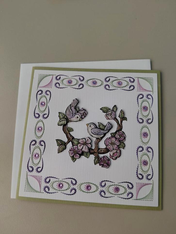 Handgemaakte kaart met vogels en bloesem, Hobby en Vrije tijd, Kaarten | Zelfgemaakt, Nieuw, Ophalen of Verzenden