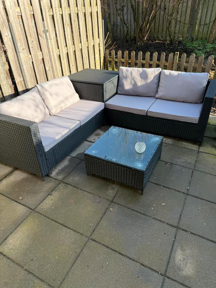 Tuinset met tafel en opbergbox en hoes, Tuin en Terras, Tuinsets en Loungesets, Zo goed als nieuw, Kunststof, Ophalen