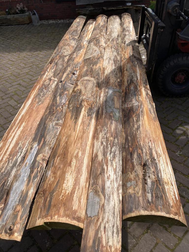 Lariks/douglas halfronde wandplanken, Doe-het-zelf en Verbouw, Hout en Planken, Ophalen, Gebruikt, Plank, Overige houtsoorten