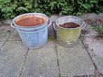 Weckketel zink 2x, Tuin en Terras, Bloembakken en Plantenbakken, Ophalen, Gebruikt, Rond, Metaal