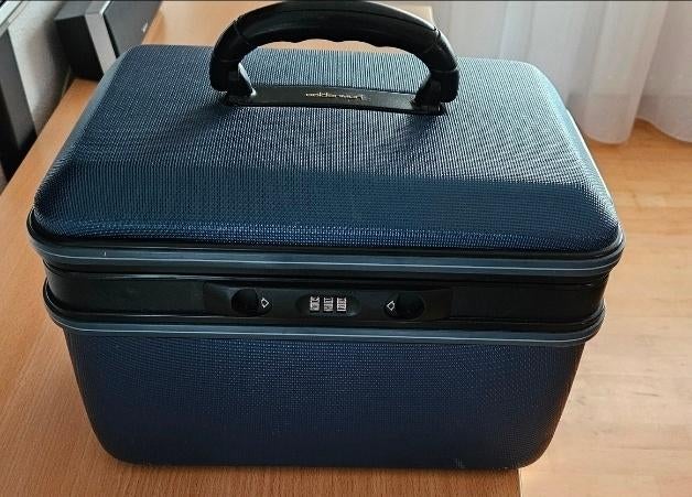 Beauty case, Sieraden, Tassen en Uiterlijk, Beautycases, Ophalen, Gebruikt, Blauw, Met slot