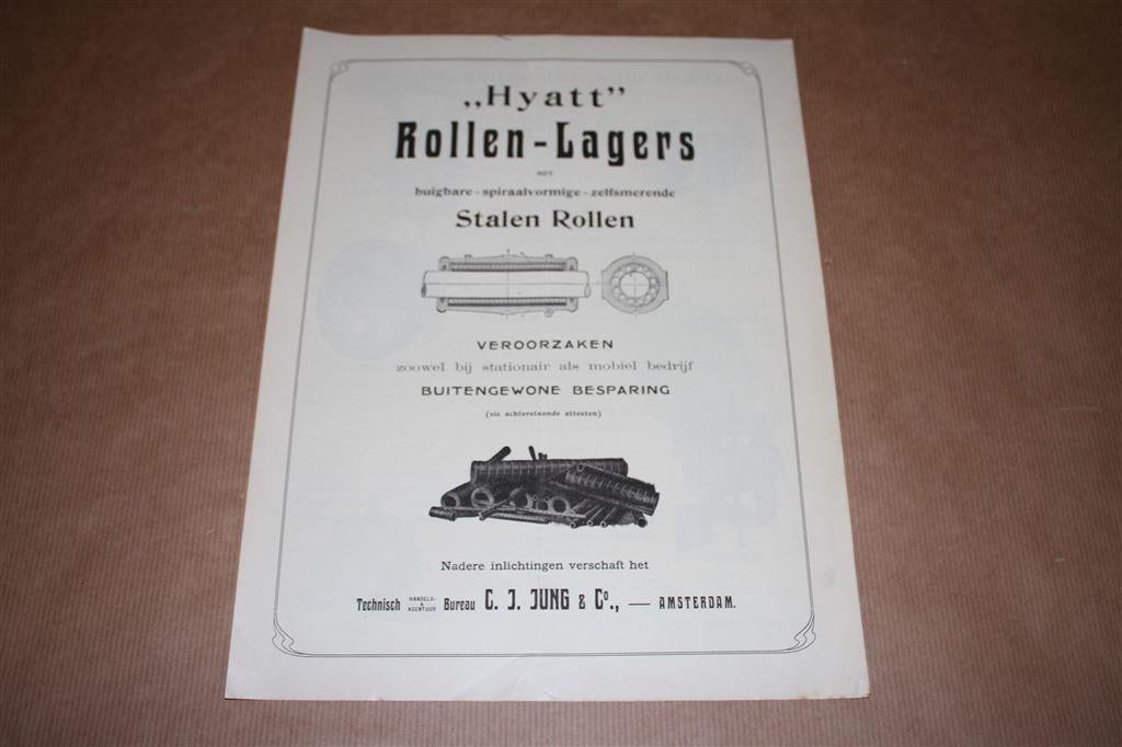 Antieke brochure - Hyatt Rollen-lagers - Jung & Co 1910 !!, Ophalen of Verzenden, Gelezen
