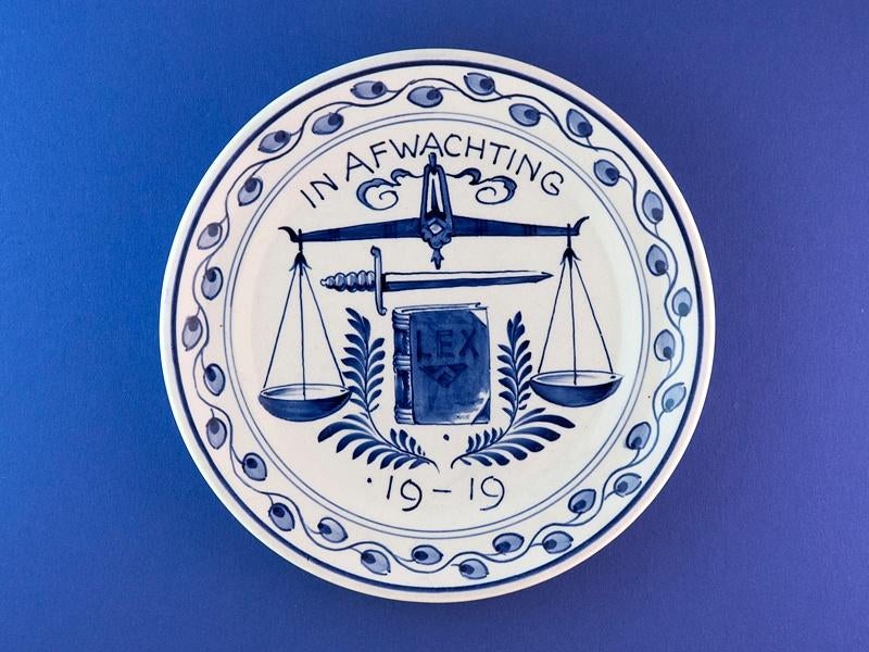 Porceleyne Fles 1919 In afwachting 18cm (3) Blauw WO-1, Antiek en Kunst, Antiek | Wandborden en Tegels, Ophalen of Verzenden